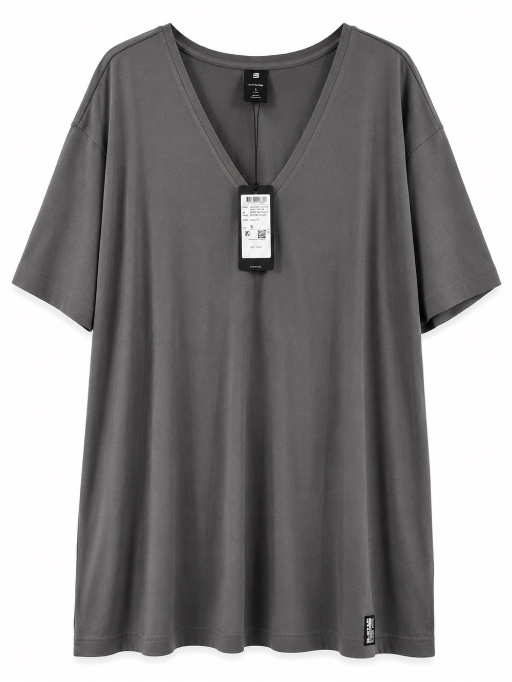 G-Star RAW Essential Loose Deep V Tee Granite Gray Oversized NWT S